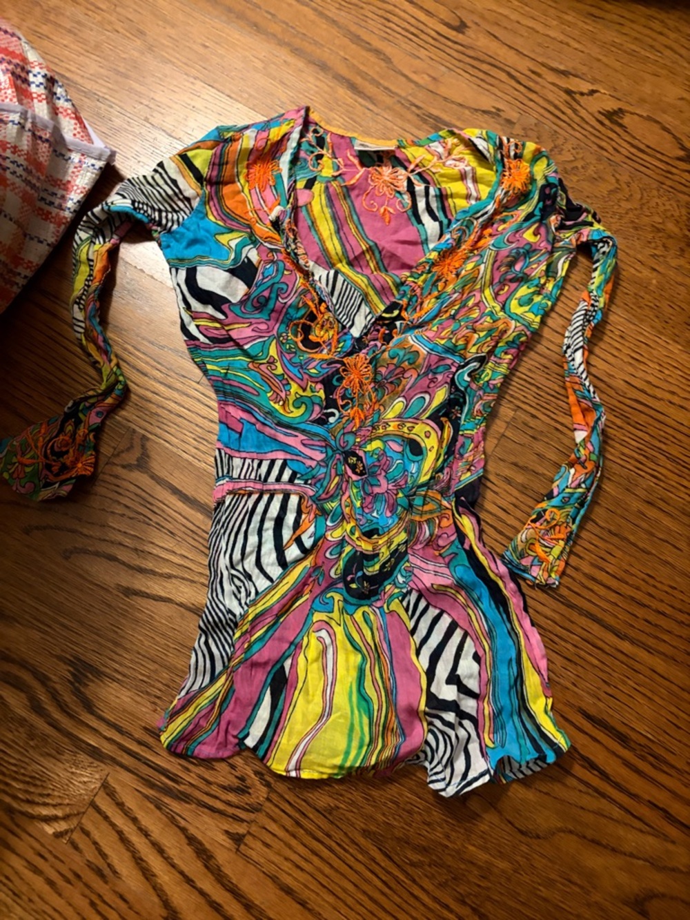Child’s Raj Multicolor Abstract Print V-Neck Long Sleeve Top